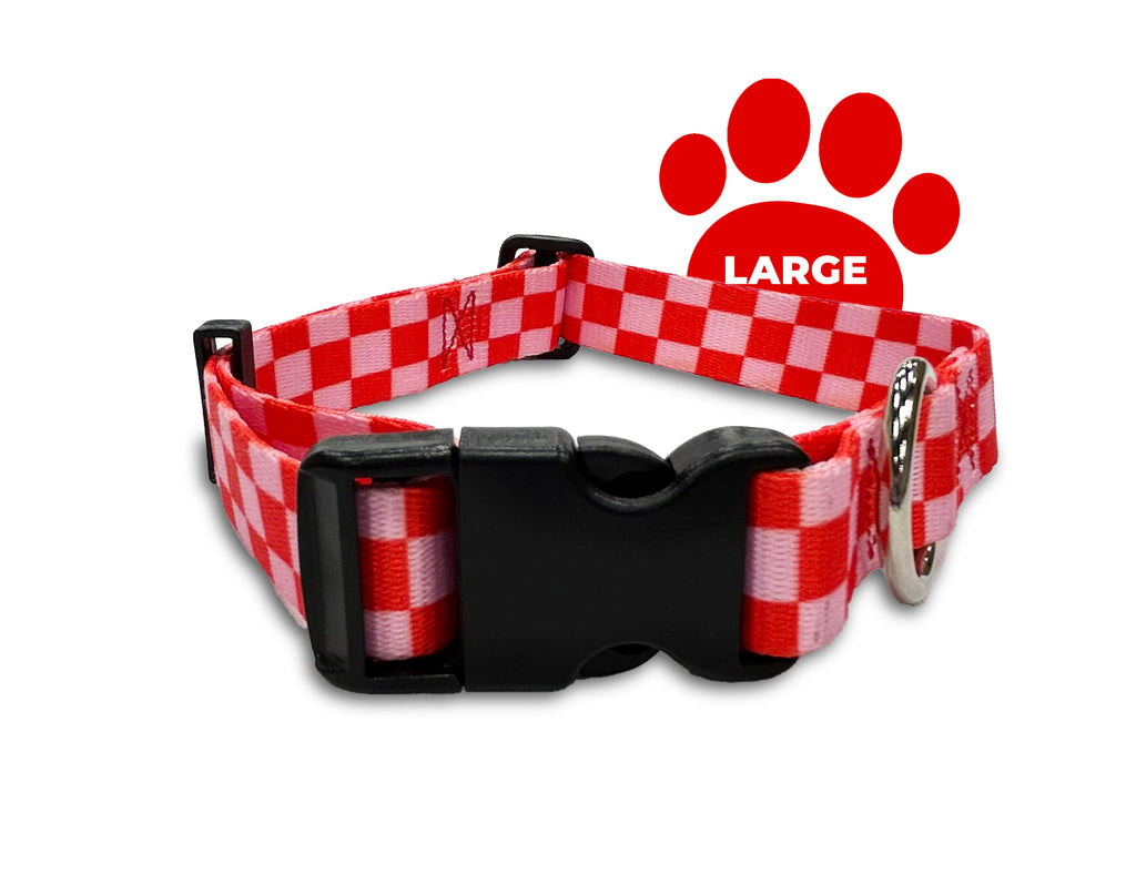 funky checkers, perri's pet products, dog collar, hippie collection, large