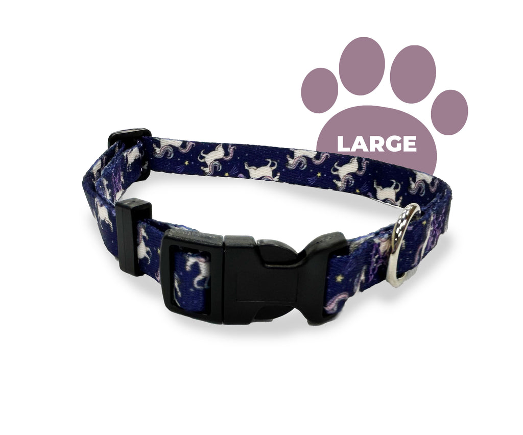 starlight twinkle unicorn, perri's pet products, dog collar, large