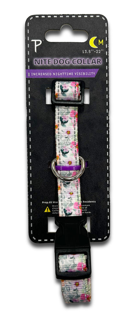 reflective lanvender orchid, perri's pet products, dog collar, packaging