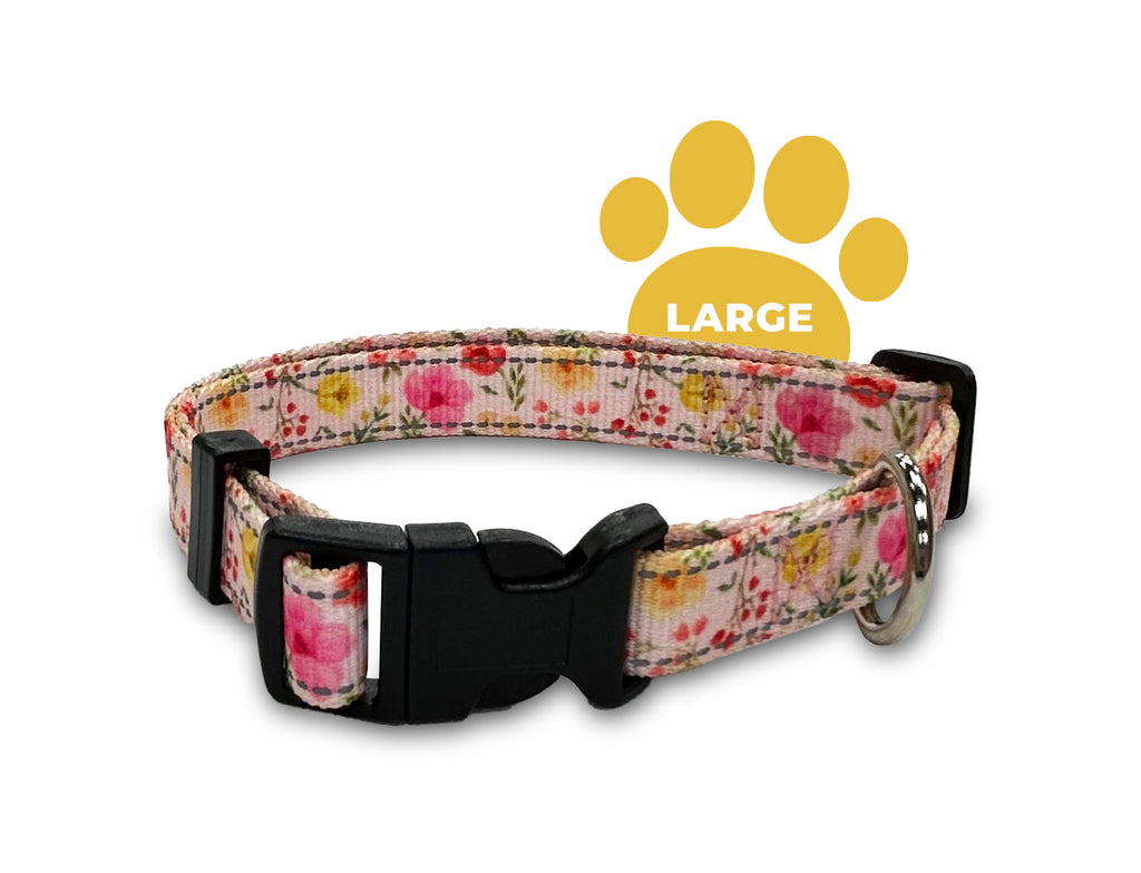 sunset tulips, perri's pet products, dog collar, large, reflective