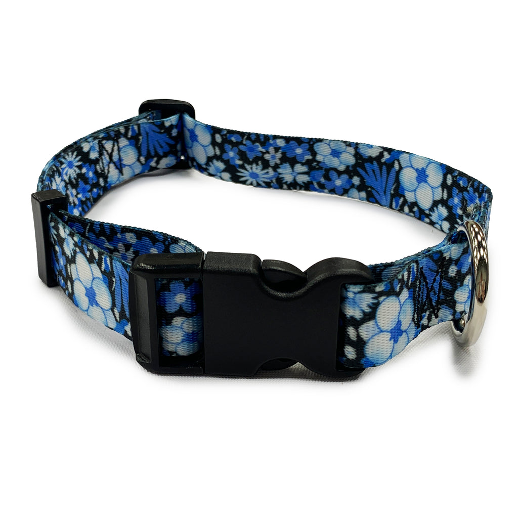 perri's pet products, dog collar, blue floral