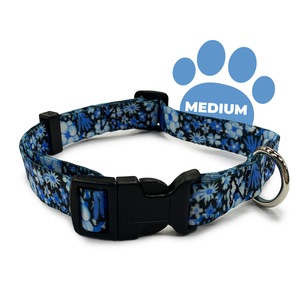 perri's pet products, dog collar, blue floral