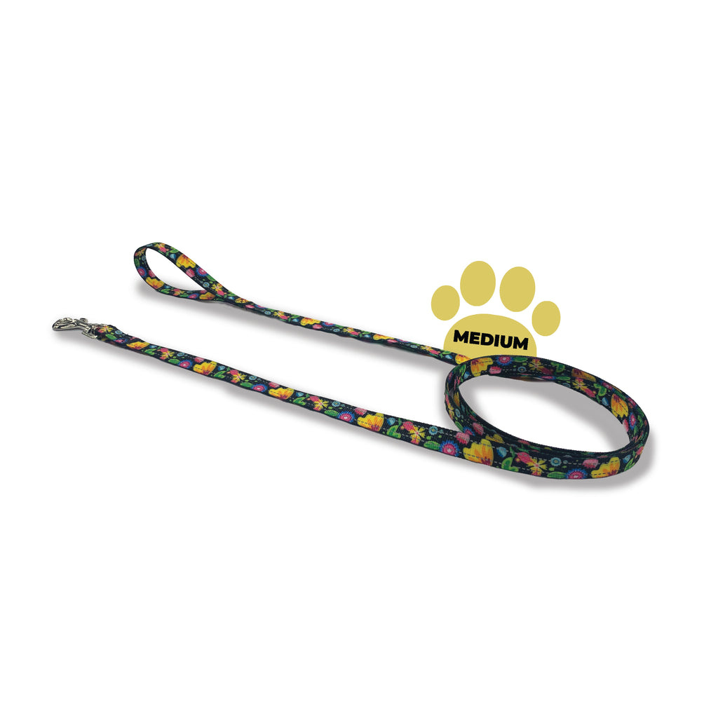 Perri's Pet Products, dog leash, reflective colourful flowers
