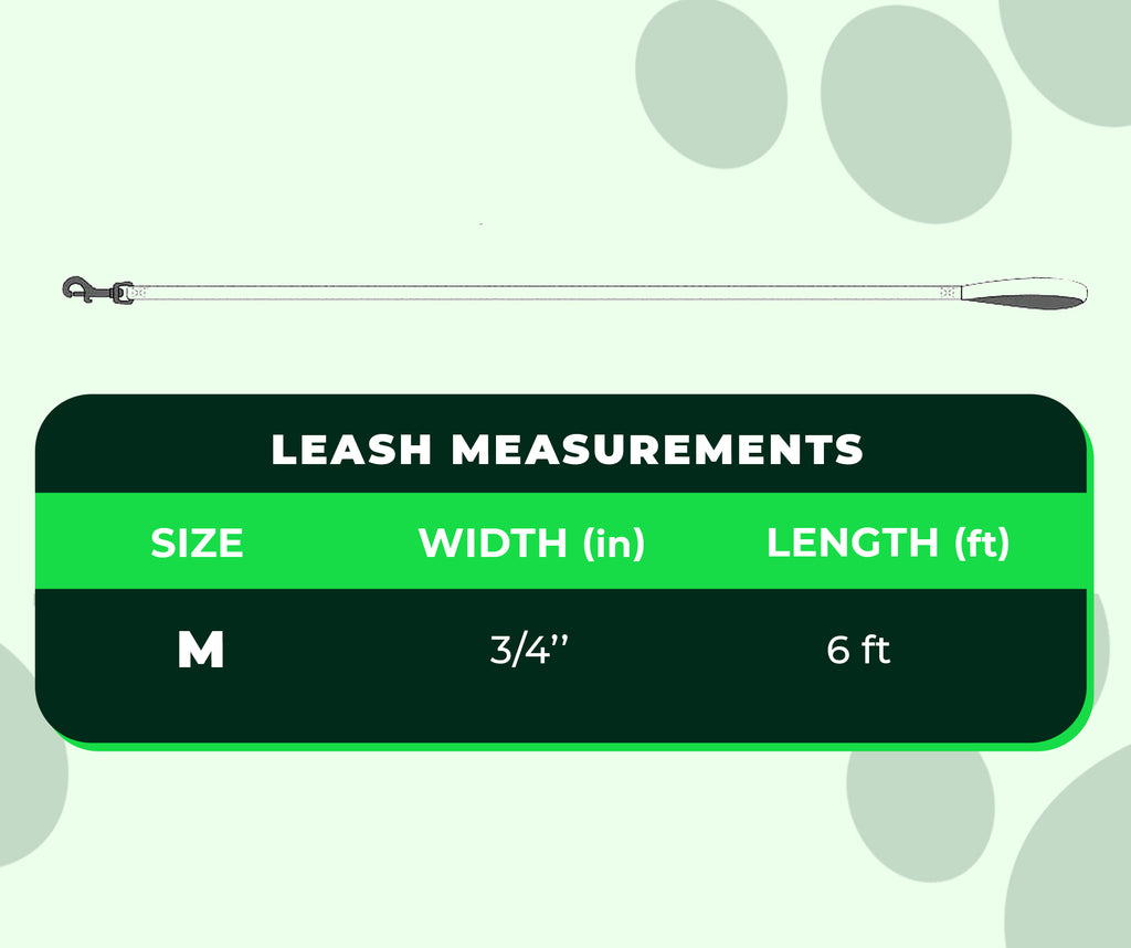 perri's pet products, dog leash, green aliens, packaging, size chart