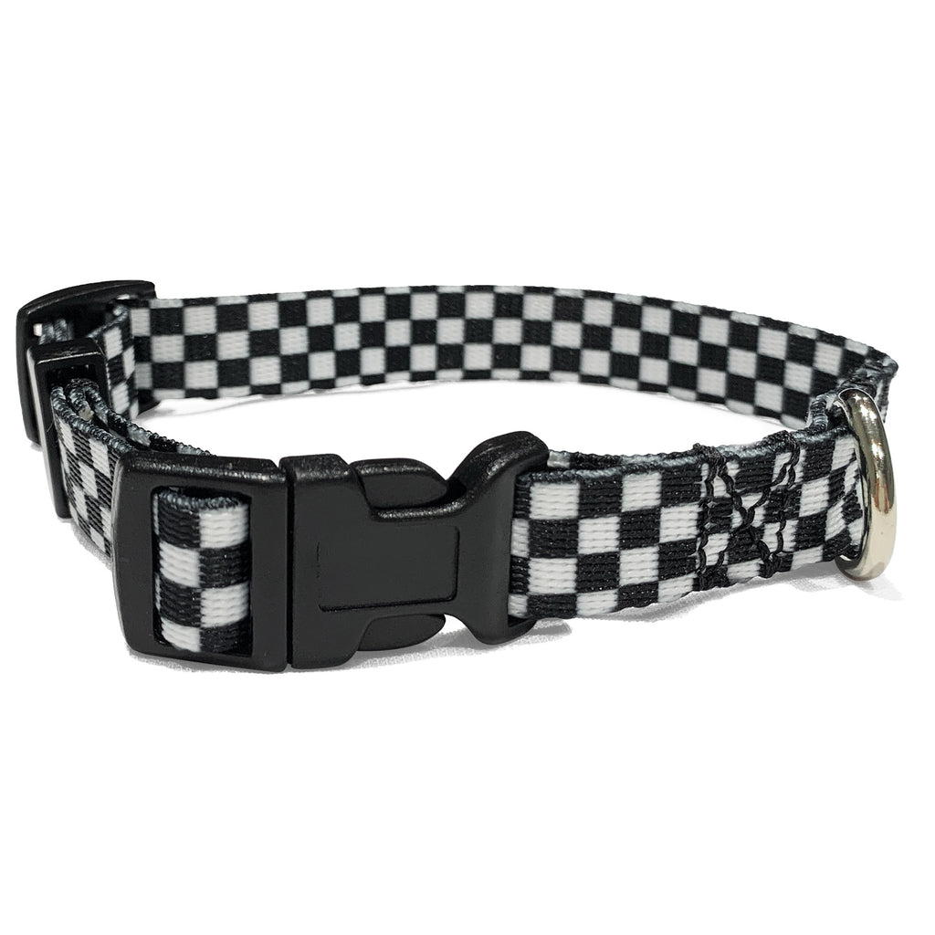 perri's pet products, dog collar, black and white checker