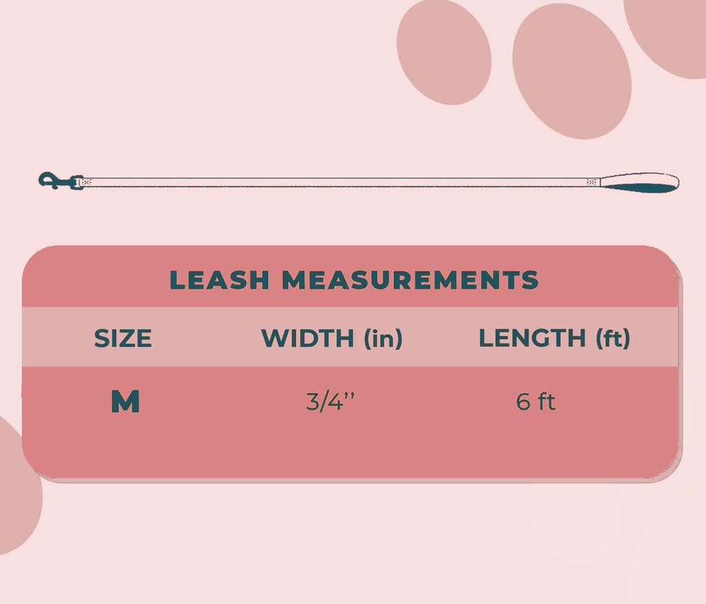 perri's pet products, dog leash, spring floral, size chart