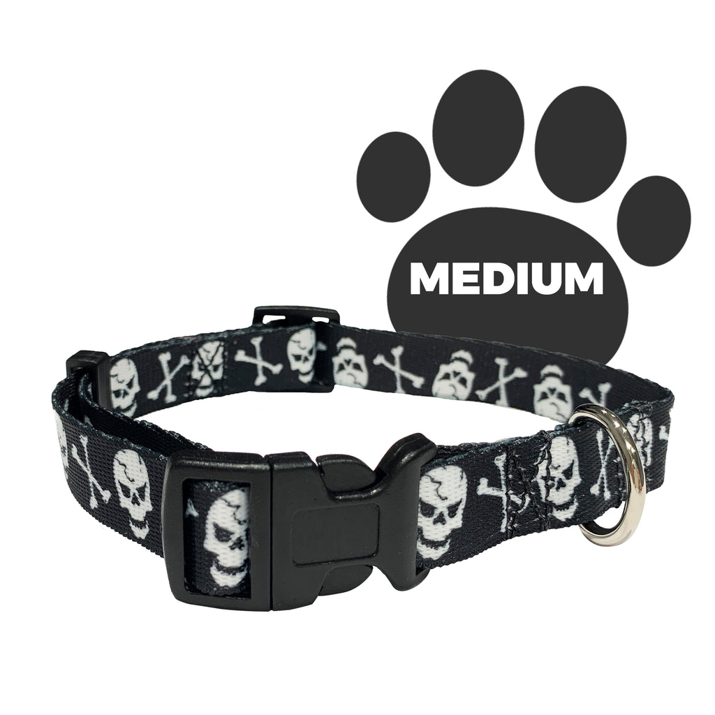 perri's pet products, dog collar, black and white skulls